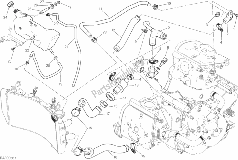 Tutte le parti per il Sistema Di Raffreddamento del Ducati Monster 821 Dark Thailand 2016